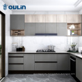 Modern minimalist gray kitchen solid wood kitchen cabinet